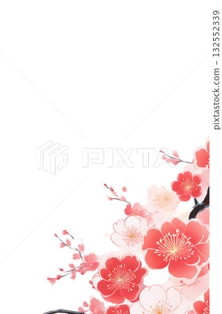 Background material: Plum blossoms cutout 132552339