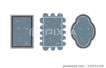 Decorative shapes in muted blue tones perfect for design projects or artistic applications 132552349