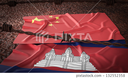 The China and Cambodia flag for Background concept 3d rendering. The China and Cambodia flag for Background concept 3d rendering. 132552358