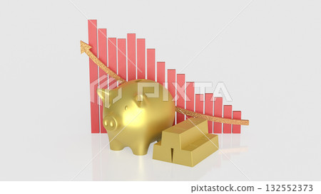 The Piggy Bank and Gold Bar for Business concept 3d Rendering. 132552373