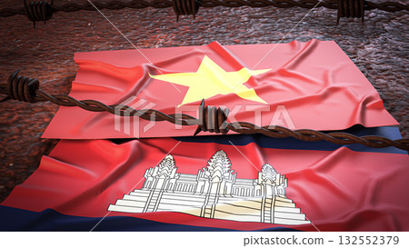 The Vietnam and Cambodia  flag for Background concept 3d rendering. 132552379