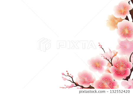 Background material: Plum blossoms cutout 132552420