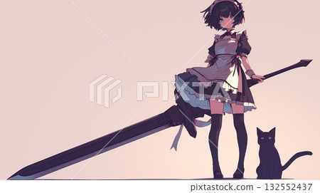 Maid Swordsman and Black Cat 132552437