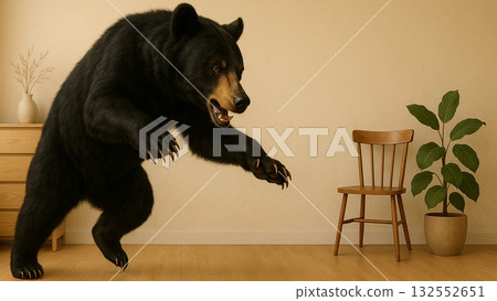 網路會議背景：亞洲黑熊（房間 + 左側） 132552651