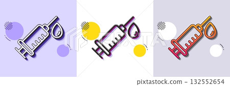 Medical syringe line icon. Halftone dotted pattern. Gradient icon with grain shadow. Medicine vaccine sign. Pharmacy medication symbol. Line medical syringe icon. Various designs. Vector Medical syringe line icon. Halftone dotted pattern. Gradient icon with grain shadow. Medicine vaccine sign. Pharmacy medication symbol. Line medical syringe icon. Various designs. Vector 132552654