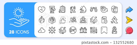 Social distancing, Care and Blood and saliva test line icons. Interest rate, AI generate, Inflation icons. Pack of Vitamin, Insurance policy, Water drop icon. Vector Social distancing, Care and Blood and saliva test line icons. Interest rate, AI generate, Inflation icons. Pack of Vitamin, Insurance policy, Water drop icon. Vector 132552680