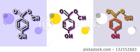 Chemical formula line icon. Halftone dotted pattern. Gradient icon with grain shadow. Chemistry lab sign. Analysis symbol. Line chemical formula icon. Various designs. Vector Chemical formula line icon. Halftone dotted pattern. Gradient icon with grain shadow. Chemistry lab sign. Analysis symbol. Line chemical formula icon. Various designs. Vector 132552683