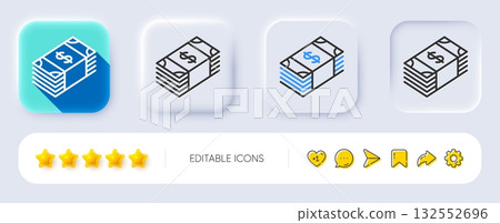 Cash money line icon. Neumorphic, Flat shadow, 3d buttons. Banking currency sign. Dollar or USD symbol. Line usd currency icon. Social media icons. Vector Cash money line icon. Neumorphic, Flat shadow, 3d buttons. Banking currency sign. Dollar or USD symbol. Line usd currency icon. Social media icons. Vector 132552696