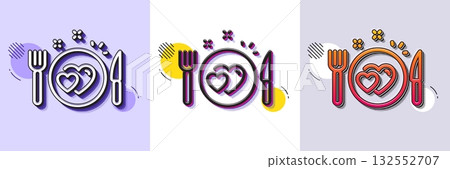 Romantic dinner line icon. Halftone dotted pattern. Gradient icon with grain shadow. Valentines day food sign. Couple relationships symbol. Line romantic dinner icon. Various designs. Vector Romantic dinner line icon. Halftone dotted pattern. Gradient icon with grain shadow. Valentines day food sign. Couple relationships symbol. Line romantic dinner icon. Various designs. Vector 132552707