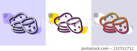 Potato line icon. Halftone dotted pattern. Gradient icon with grain shadow. Vegetable food sign. Diet nutrition symbol. Line potato icon. Various designs. Vector 132552712