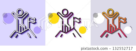 Leadership line icon. Halftone dotted pattern. Gradient icon with grain shadow. Person with flag sign. Business skill symbol. Line leadership icon. Various designs. Vector 132552717