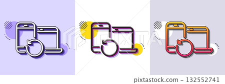 Recovery devices line icon. Halftone dotted pattern. Gradient icon with grain shadow. Backup data sign. Restore information symbol. Line recovery devices icon. Various designs. Vector Recovery devices line icon. Halftone dotted pattern. Gradient icon with grain shadow. Backup data sign. Restore information symbol. Line recovery devices icon. Various designs. Vector 132552741
