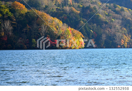Cape of the lake with autumn leaves Cape of the lake with autumn leaves 132552938