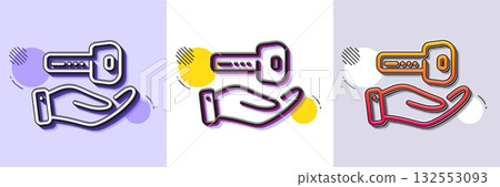 Buying house line icon. Halftone dotted pattern. Gradient icon with grain shadow. New home key sign. Rent property symbol. Line buying house icon. Various designs. Vector Buying house line icon. Halftone dotted pattern. Gradient icon with grain shadow. New home key sign. Rent property symbol. Line buying house icon. Various designs. Vector 132553093
