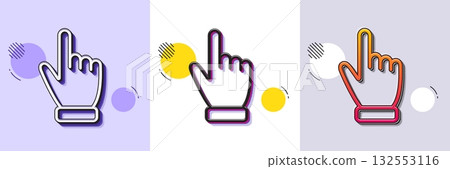 Hand cursor line icon. Halftone dotted pattern. Gradient icon with grain shadow. Click action sign. Finger pointer symbol. Line cursor icon. Various designs. Vector Hand cursor line icon. Halftone dotted pattern. Gradient icon with grain shadow. Click action sign. Finger pointer symbol. Line cursor icon. Various designs. Vector 132553116