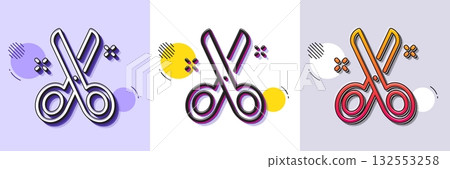 Cut line icon. Halftone dotted pattern. Gradient icon with grain shadow. Tailor, hairdresser or barber scissors sign. Shears symbol. Line cut icon. Various designs. Vector Cut line icon. Halftone dotted pattern. Gradient icon with grain shadow. Tailor, hairdresser or barber scissors sign. Shears symbol. Line cut icon. Various designs. Vector 132553258