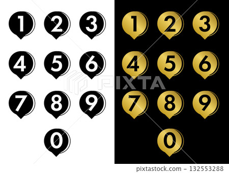 Number icons for 0-9 numbers, ranking, numbering, infographics, speech bubble procedure steps Number icons for 0-9 numbers, ranking, numbering, infographics, speech bubble procedure steps 132553288