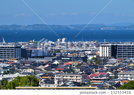 Omura City (Nagasaki Prefecture / after construction of Shin-Omura Station) Hario Radio Tower and Saikai Bridge (Sasebo) in the distance 132553458