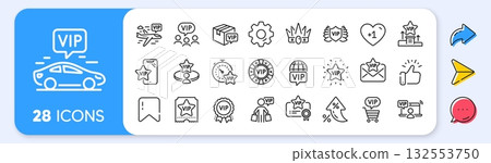 Vip line icons. Interest rate, AI generate, Inflation icons. Casino chips, very important person, delivery parcel. Certificate, player table, vip buyer icons. Vector Vip line icons. Interest rate, AI generate, Inflation icons. Casino chips, very important person, delivery parcel. Certificate, player table, vip buyer icons. Vector 132553750