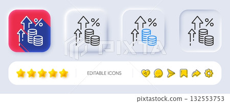 Inflation line icon. Neumorphic, Flat shadow, 3d buttons. Money tax rate sign. Financial interest symbol. Line inflation icon. Social media icons. Vector Inflation line icon. Neumorphic, Flat shadow, 3d buttons. Money tax rate sign. Financial interest symbol. Line inflation icon. Social media icons. Vector 132553753