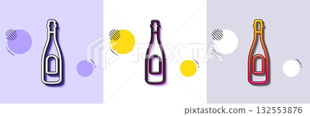 Champagne bottle line icon. Halftone dotted pattern. Gradient icon with grain shadow. Anniversary alcohol sign. Celebration event drink. Line champagne icon. Various designs. Vector Champagne bottle line icon. Halftone dotted pattern. Gradient icon with grain shadow. Anniversary alcohol sign. Celebration event drink. Line champagne icon. Various designs. Vector 132553876
