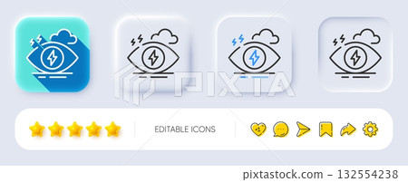 Stress line icon. Neumorphic, Flat shadow, 3d buttons. Anxiety depression sign. Mental health symbol. Line stress icon. Social media icons. Vector 132554238