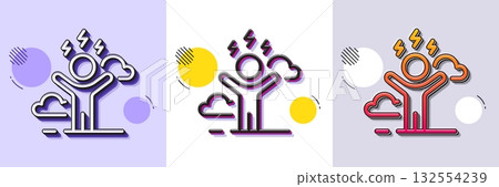 Difficult stress line icon. Halftone dotted pattern. Gradient icon with grain shadow. Anxiety depression sign. Mental health symbol. Line difficult stress icon. Various designs. Vector 132554239