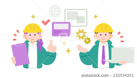 Illustration of a business person making DX/digital proposals from the field 132554351