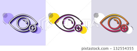 Farsightedness line icon. Halftone dotted pattern. Gradient icon with grain shadow. Eye diopter sign. Optometry vision symbol. Line farsightedness icon. Various designs. Vector 132554355