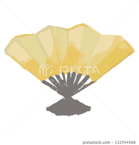 Watercolor illustration of a fan / New Year's decoration / Cute Japanese-style material Watercolor illustration of a fan / New Year's decoration / Cute Japanese-style material 132554566