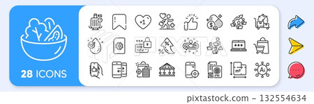 Floor plan, Qr code and Sale bags line icons. Interest rate, AI generate, Inflation icons. Pack of Medicine price, Water drop, Teamwork chart icon. Vector 132554634