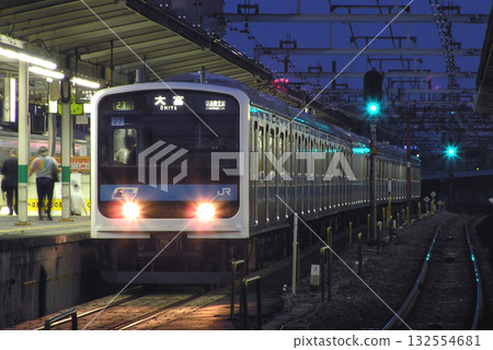 Keihin-Tohoku Line 209 series train parked at Urawa Station, where elevated tracks are currently under construction (June 2006) Keihin-Tohoku Line 209 series train parked at Urawa Station, where elevated tracks are currently under construction (June 2006) 132554681
