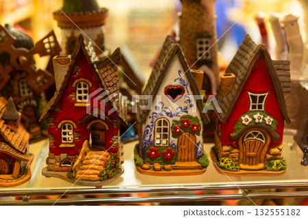 Colorful ceramic house souvenirs, Tallinn, Estonia 132555182