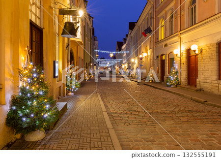 Christmas decorations in Old Town Square, Tallinn, Estonia 132555191
