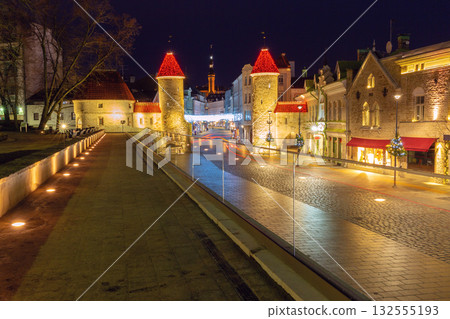 Viru Gate illuminated at night, Tallinn, Estonia Viru Gate illuminated at night, Tallinn, Estonia 132555193