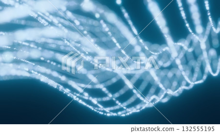 A CG effect background with sparkling, wavy lines. A fantastic light blue illumination illustration. 132555195