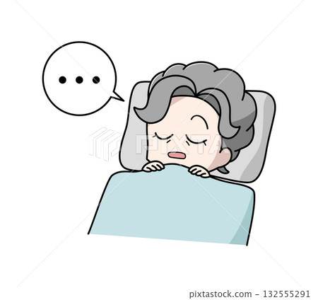 Illustration of an elderly woman with sleep apnea syndrome 132555291