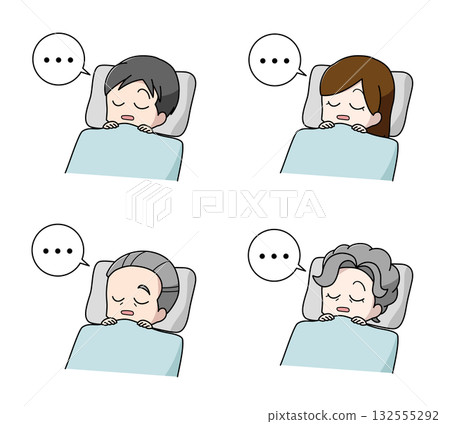 一套4幅成人睡眠呼吸中止症插圖 一套4幅成人睡眠呼吸中止症插圖 132555292