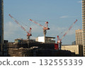Landscape with construction cranes and construction sites under construction 132555339