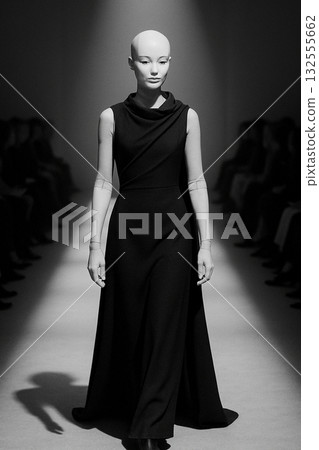 未來生活模型在延伸台上|黑白極簡風格年代服裝視頻 未來生活模型在延伸台上|黑白極簡風格年代服裝視頻 132555662