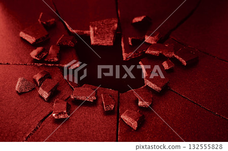 Cracked ground_red background 132555828