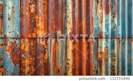 人工智慧圖像：生鏽的鍍鋅鐵皮 132555840