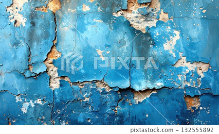 AI影像：舊淺藍色牆壁 132555892