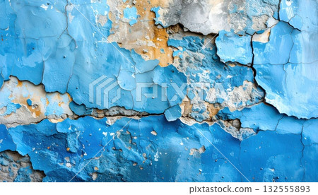 AI影像：舊淺藍色牆壁 132555893