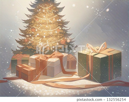 Watercolor Christmas tree illustration 13 Watercolor Christmas tree illustration 13 132556254