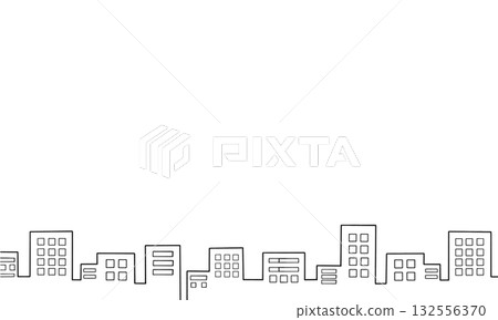 簡單的城市景觀（建築物）線條畫背景插圖 132556370