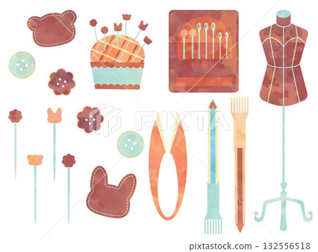Cute craft supplies illustration set Cute craft supplies illustration set 132556518