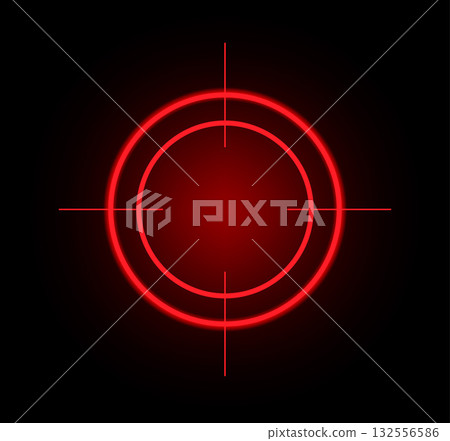 Luminous red crosshair in a digital dark environment 132556586
