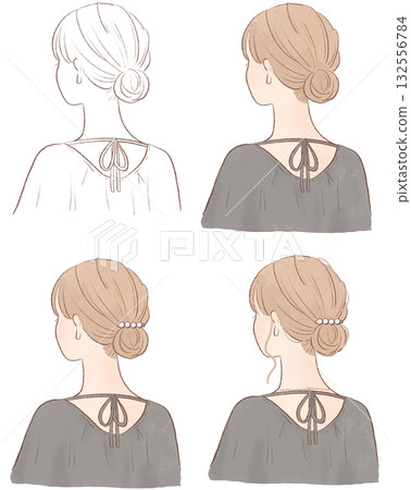 各種女性背部的插圖 各種女性背部的插圖 132556784