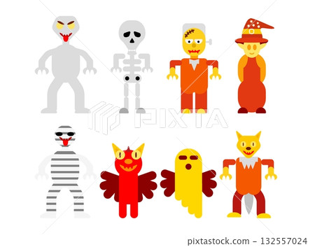 Flat-style Halloween character designs and graphic icons 132557024